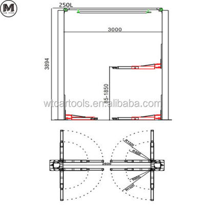 5000 KGS 380v 2 Post Autoheber Doppelzylinder Hydraulik für SUV Minibus