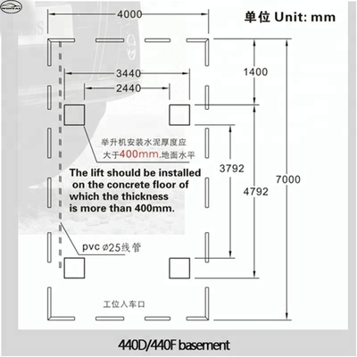 Hydraulische Autorampel mit 2,2 kW Motorleistung und 480 mm Sekundärhebehöhe