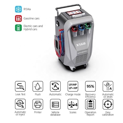 3/8HP Kompressor X568 Auto AC Wiederherstellungsmaschine mit Spülfunktion und eingebautem Drucker
