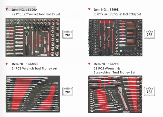 5pcs Räder Autoreparaturwerkzeug Trolley Einfache und bequeme Reparaturen mit 400 Pcs Werkzeug