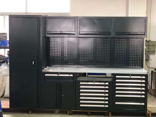 Schwarze Räumliche Metall Garagenarbeitsplatten Schränke W2400 D610 H40mm