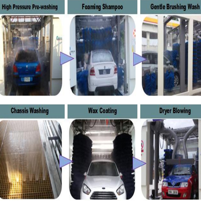 Vollautomatische Tunnel-Autowaschmaschine Hochdruck-Autowaschmaschine 10 Bürsten Rollover-Autowaschsysteme PLC-Steuerungssystem Automatisierte Autowaschgeräte