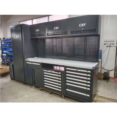 Bewegliche große neue schwarze Garagenarbeitsbank / Werkstatt Stahlkombinationswerkzeugschrank