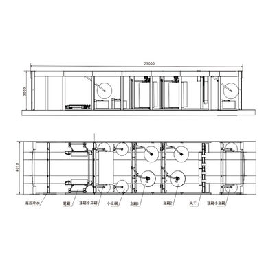 Flachbahn-Tunnel-Autowaschmaschine 14 Bürsten 25 Meter