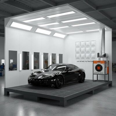 Autolackierkabine mit 300 mm Stahlrahmenbasis, Filterbeutel-Zuluftfilter und G10 Dieselbrenner für optimale Lackierung